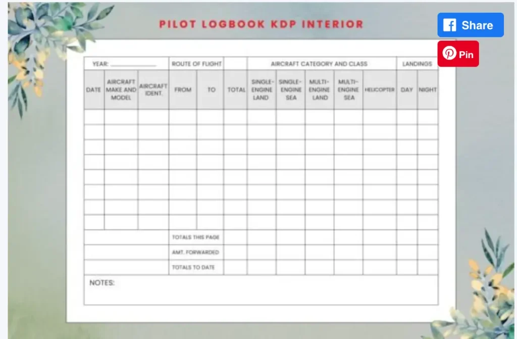 12 Pilot Logbook