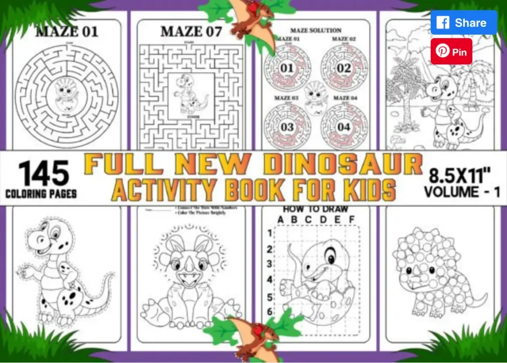 20 Dinosaur Coloring Book For Kids