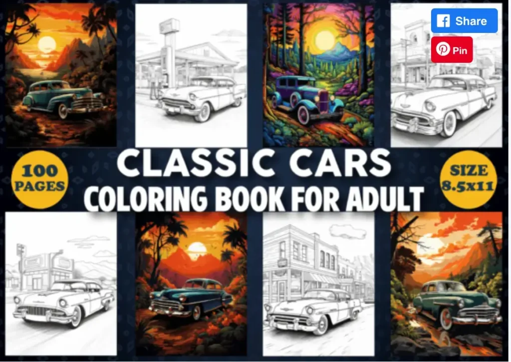 33 1 Classic Cars Coloring Book
