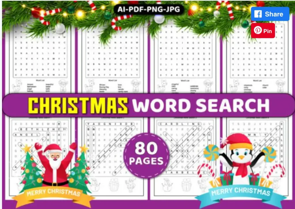 39 Christmas Word Search