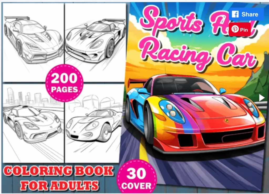 46 Sports and Racing Car Coloring book